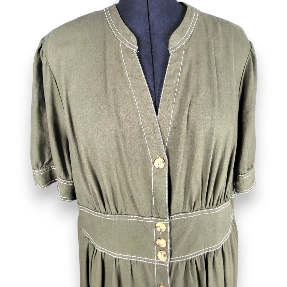 WHO WHAT WEAR Linen Blend Button Front Dress 2XL - Picture 5 of 5